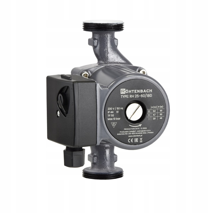 POMPA OBIEGOWA CYRKULACYJNA 3 BIEGOWA 25-60/180 CO CWU WYDAJNA 25-6 ZESTAW