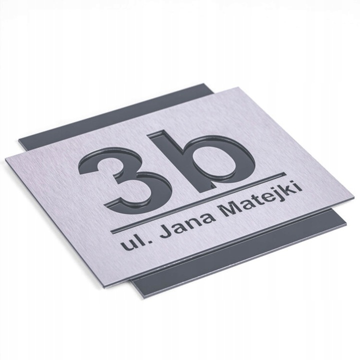 NOWOCZESNA TABLICZKA ADRESOWA Z NUMEREM DOMU ULICA | ALUMINIUM 25x25cm