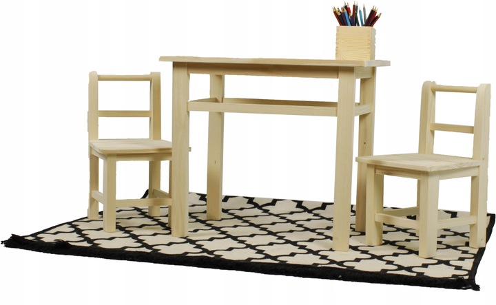 ZESTAW STÓŁ STOLIK BIURKO KRZESŁA KRZESEŁKA DLA DZIECI Z DREWNA DO POKOJU