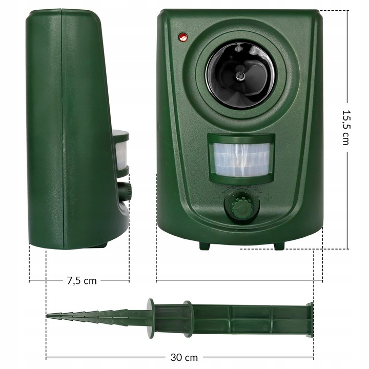 ODSTRASZACZ ULTRADŹWIĘKOWY ZWIERZĄT GRYZONI KOTÓW PSÓW DZIKÓW PTAKÓW