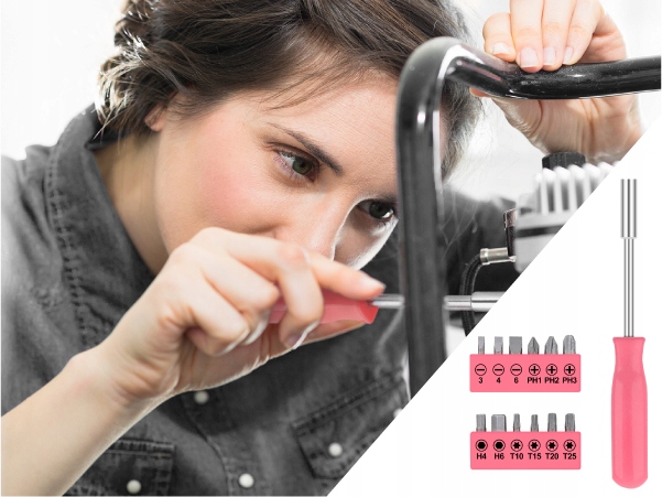 Hi-Spec 24pc różowy mały zestaw narzędzi ręcznych do naprawy DIY