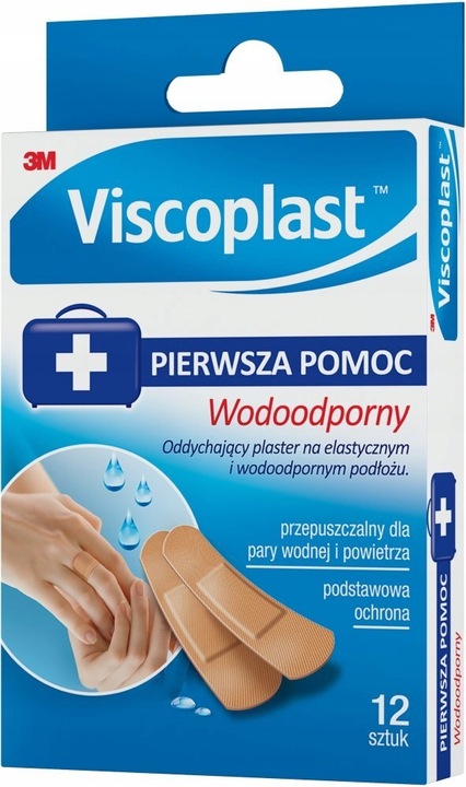 PLASTRY WODOODPORNE ZESTAW PLASTRÓW OPATRUNKOWYCH VISCOPLAST 12szt x 48