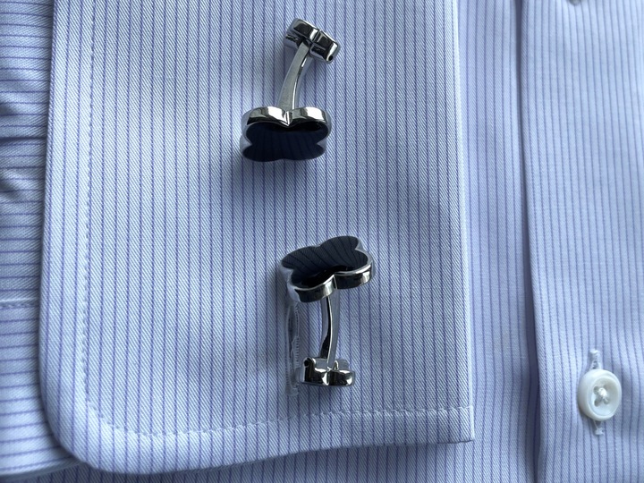 Markowe spinki do mankietów Exciting Czarna Koniczyna Koniczynka z Onyxem