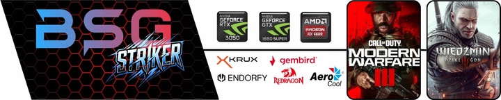 BSG Striker Komputer Gamingowy Do Gier I7 NVIDIA RTX 3050 16GB 1TBSSD Win10