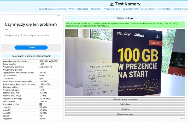 Kamerka Kamera INTERNETOWA PC FHD 1080P MIKROFON