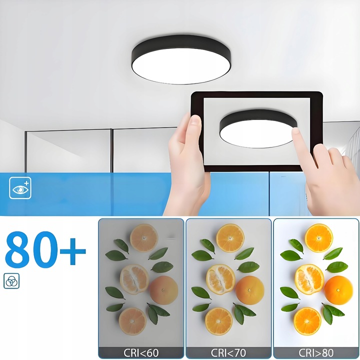 LAMPA SUFITOWA PLAFON OKRĄGŁY LED 30 X 5 CM CZARNY Z PILOTEM