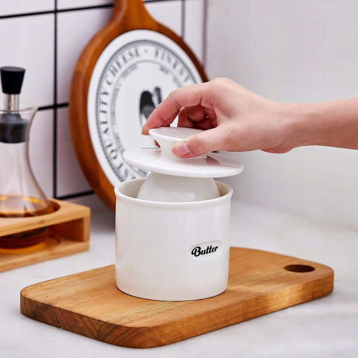 Ceramiczna maselnica, francuska maselniczka z pokrywk?, pojemnik na