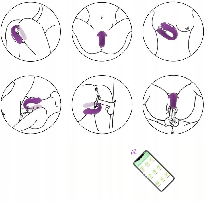 SSĄCY ŁECHTACZKĘ MASAŻER, WIBRATOR DLA PAR, Z APLIKACJĄ