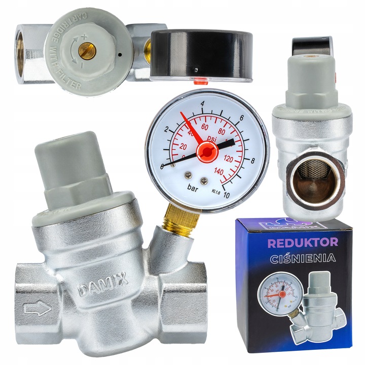 REDUKTOR CIŚNIENIA WODY Z MANOMETREM 3/4'' DN20 REGULATOR 1,5-6,5 BAR