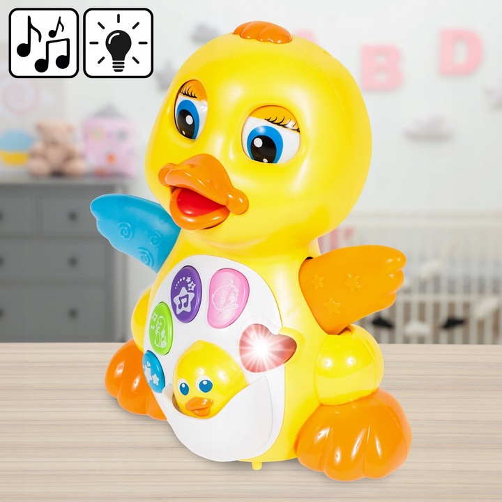 INTERAKTYWNA KACZUSZKA KACZKA GRA JEŹDZI MACHA SKRZYDEŁKAMI SERCE KWACZE