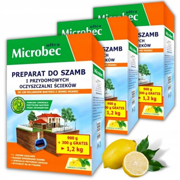 MICROBEC Ultra AKTYWNE BAKTERIE DO SZAMB i oczyszczalni 1,2kg x3