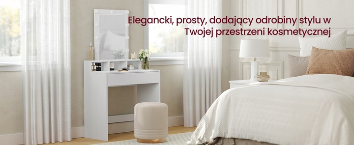 Toaletka z lustrem i oświetleniem led biała nowoczesna