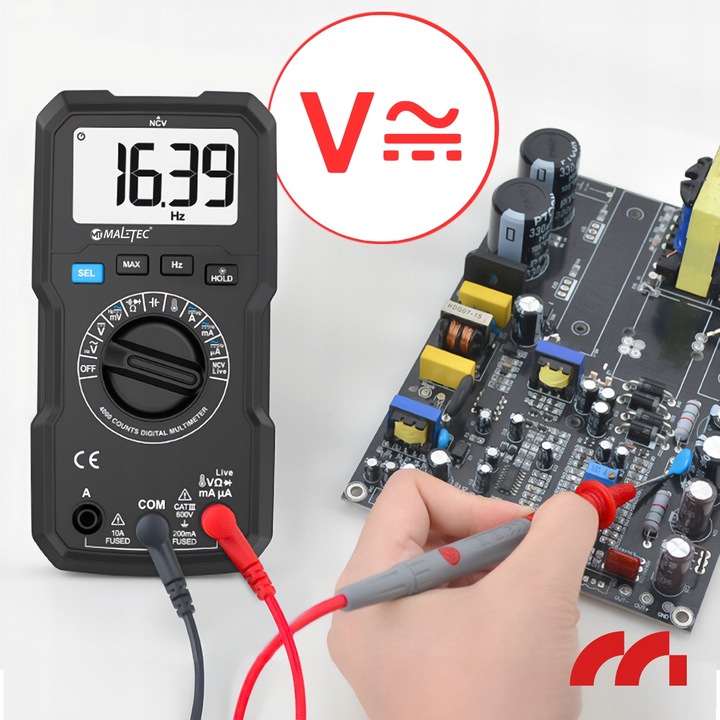 Multimetr Cyfrowy Miernik Prądu Elektryczny Tester LCD Zestaw Przewody