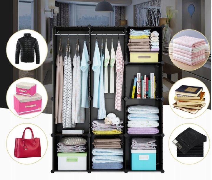 DUŻA SZAFA MODUŁOWA REGAŁ GARDEROBA 12X SZAFKA POJEMNA NA UBRANIA