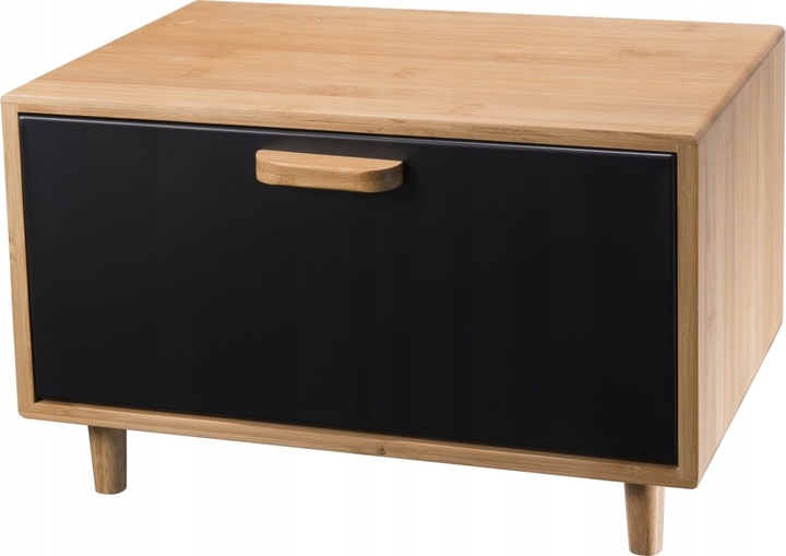 DUŻY POJEMNIK NA CHLEB BUŁKI PIECZYWO METALOWY CHLEBAK CZARNY BAMBUS