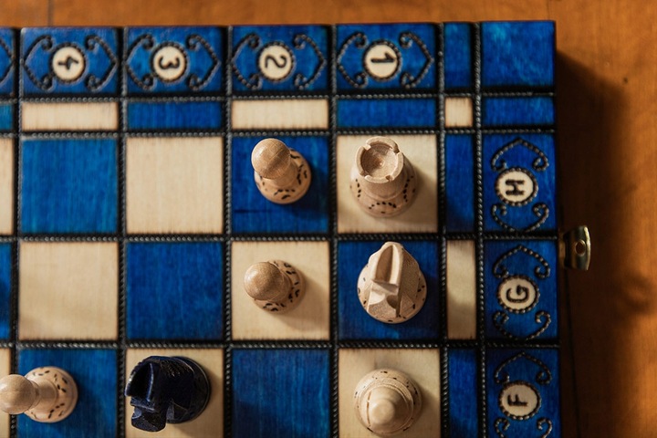 Szachy Senator niebieski/Szachy ozdobne/Szachy drewniane/ producent