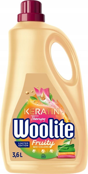 Woolite Płyn Do Prania KOLORÓW Owocowy Molerowy Zapach Keratin Therapy 3,6l