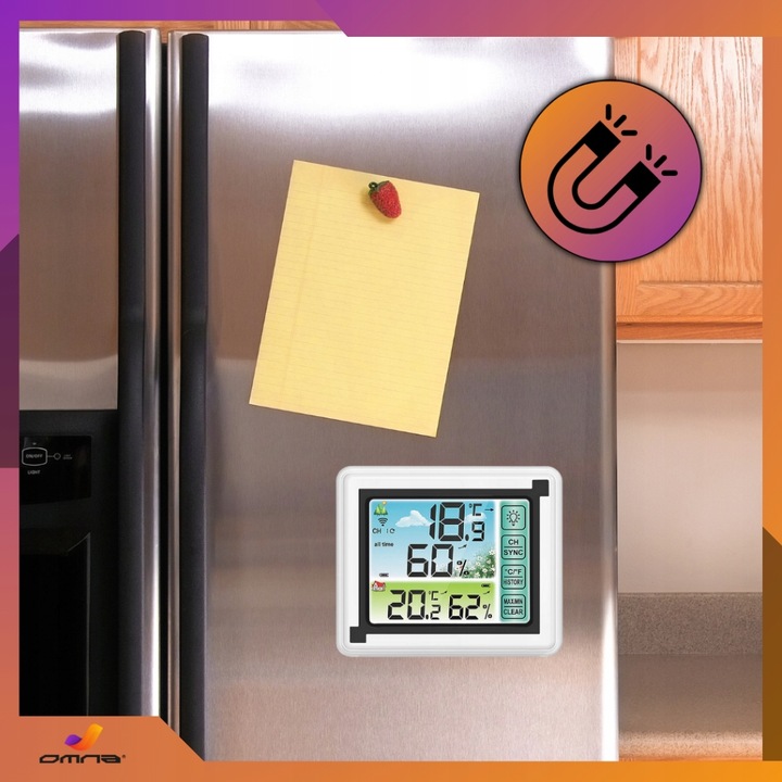 Stacja pogody bezprzewodowa pogodowa meteo 3 czujniki zewnętrzna