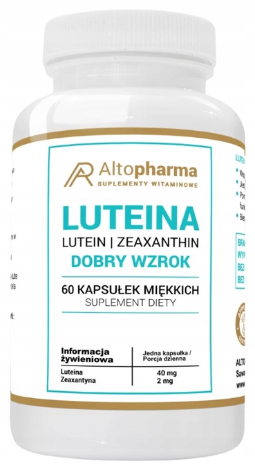 AltoPharma Luteina 40mg 60 kapsułek Zeaksantyna Kwiat Nagietka Dobry wzrok