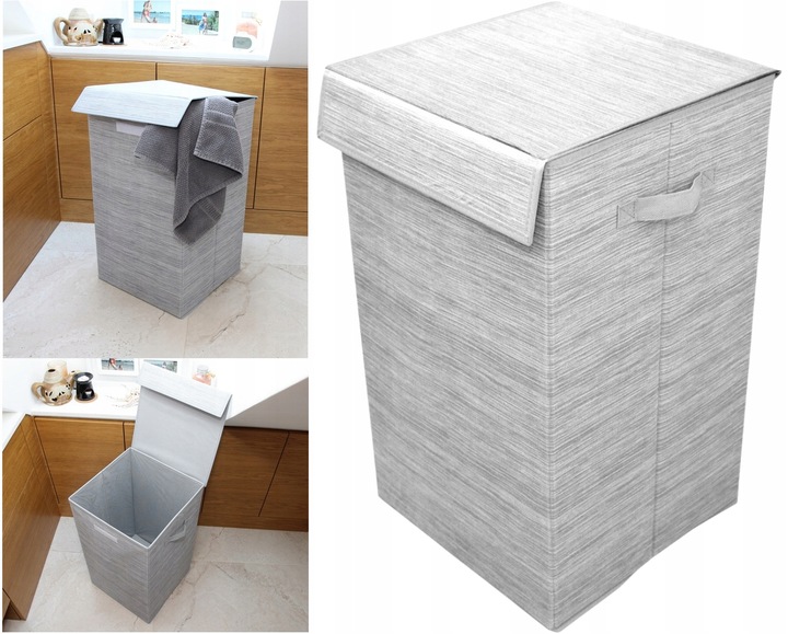 Kosz na pranie 74 l z pokrywą duży pojemnik na bieliznę przenośny