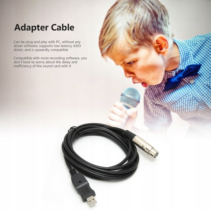 KABEL ADAPTERA USB MĘSKI NA XLR ŻEŃSKI 3 METRY