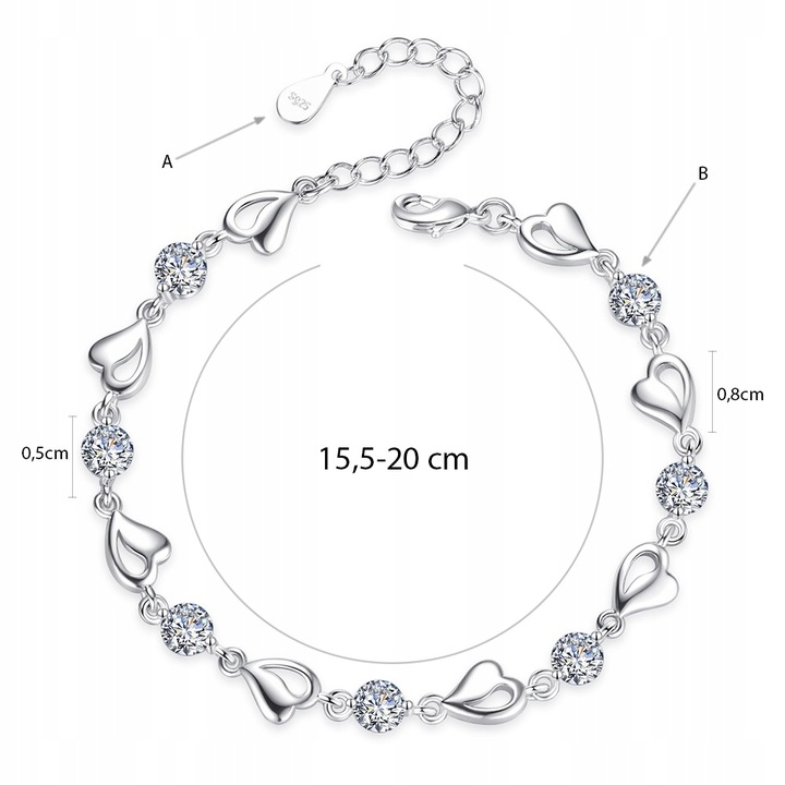 Bransoletka Damska Serce Srebrna łańcuszek Dla Mamy Żony Córki Prezent