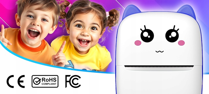 MINI DRUKARKA TERMICZNA DRUKUŚ ORYGINALNY DO ZDJĘĆ NOTATEK + 11SZT ROLEK