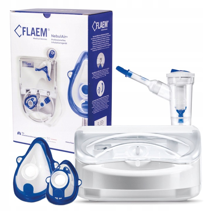 INHALATOR NEBULIZATOR RF7 DLA DZIECI FLAEM NEBULAIR+ 2MASKI CERTYFIKAT TUV