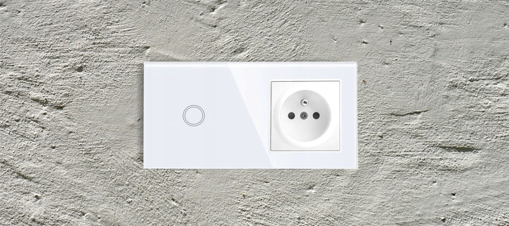 GNIAZDO GNIAZDKO SZKLANE Z BOLCEM Z WŁĄCZNIKIEM POJEDYNCZYM BIAŁE