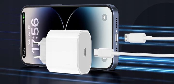 Szybka Ładowarka Sieciowa do Apple z kablem Lightning z MFI dla IPHONE IPAD