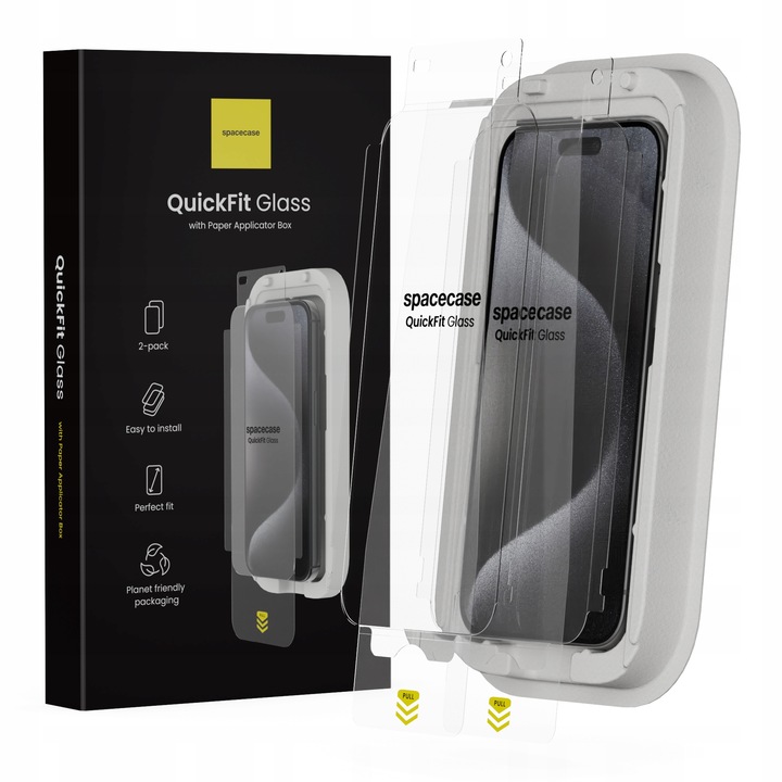 SZKŁO HARTOWANE DO IPHONE 15 PRO MAX Z APLIKATOREM QUICKFIT - 2 SZTUKI