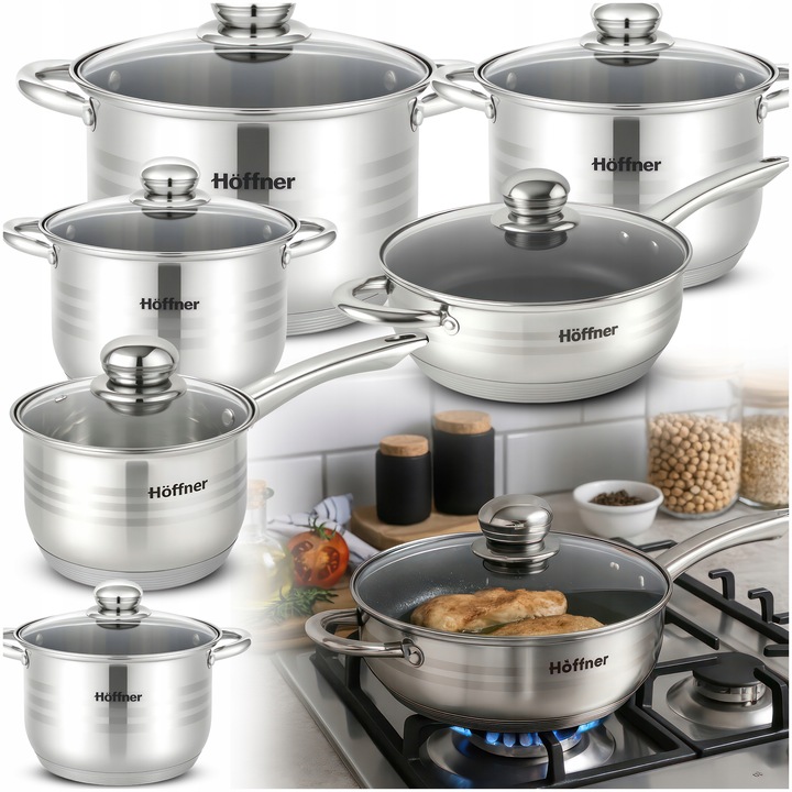 ZESTAW GARNKÓW INDUKCJA / GAZ PATELNIA RONDEL GARNKI STAL NIERDZEWNA