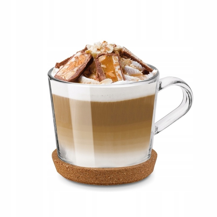 Zestaw KUBKI Szklane SZKLANKI do KAWY i HERBATY z UCHEM Tadar Sue 6x450 ml