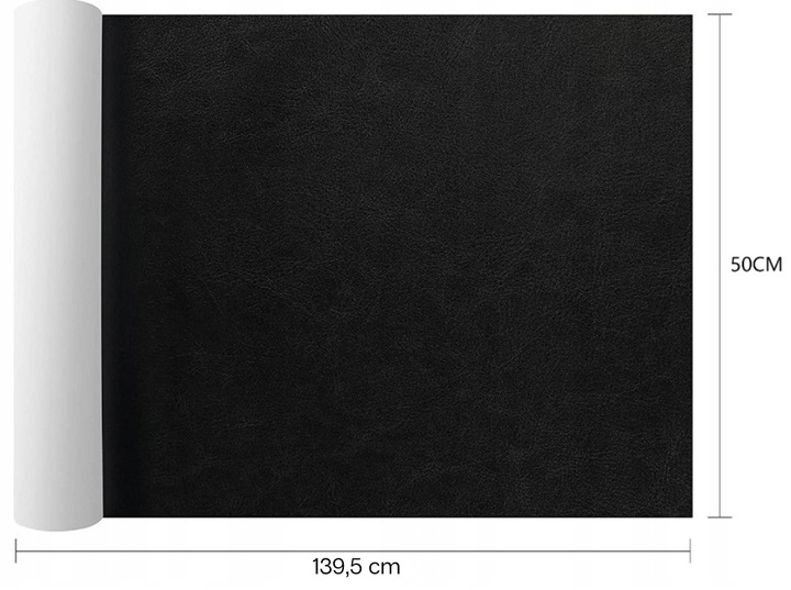 SKÓRA SAMOPRZYLEPNA EKO SKÓRA SKAJ TAPICERSKI KLEJ ŁATY CZARNY 140X50 CM
