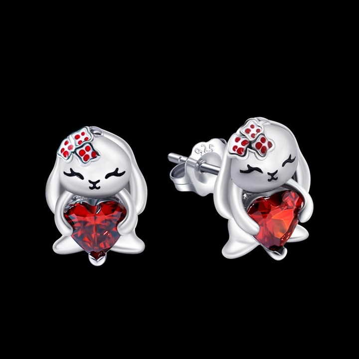 KOLCZYKI SREBRNE DLA DZIEWCZYNKI KRÓLICZKI SREBRO 925 ZAJĄCZKI NA WIELKANOC