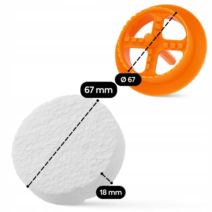 Zaślepki styropianowe 67 18 mm białe 100 szt frez do ociepleń ETICS