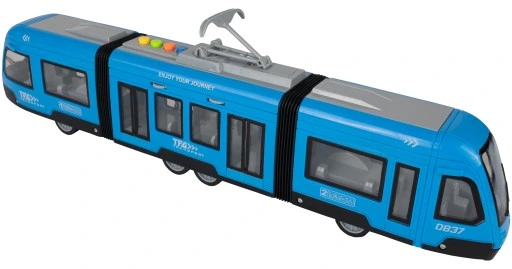 TRAMWAJ TROLEJBUS ZABAWKA NA BATERIĘ ŚWIATŁO DŹWIĘK OTWIERANE DRZWI 44CM
