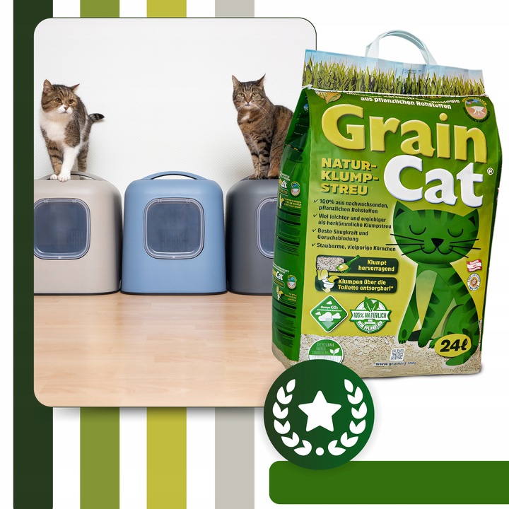 Żwirek dla Kota ZBRYLAJĄCY EKOLOGICZNY 24l Zbożowy BIODEGRADOWALNY do WC