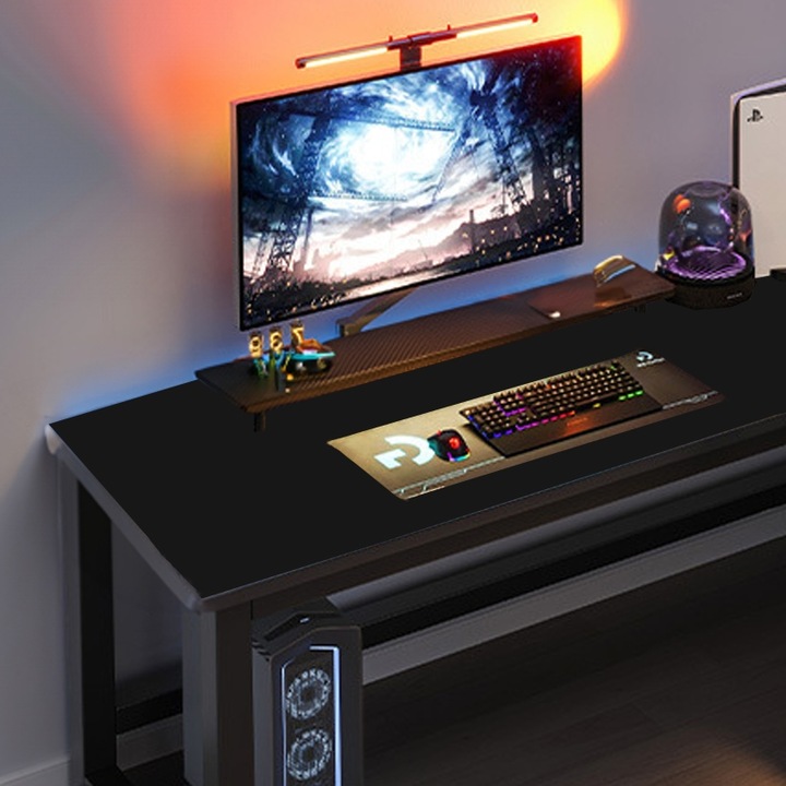 BIURKO NAROŻNE GAMINGOWE KOMPUTEROWE DUŻE NOWOCZESNE CZARNE 140 CM