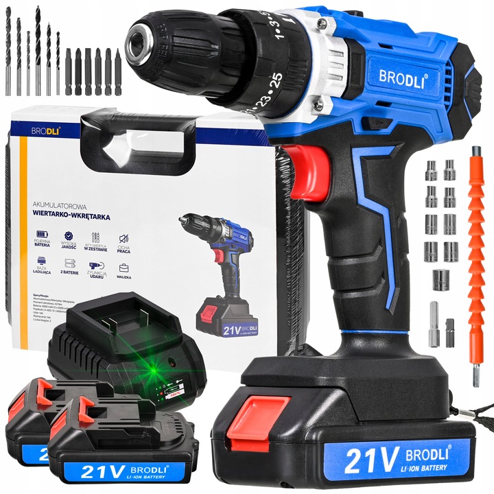 WIERTARKO WKRĘTARKA AKUMULATOROWA UDAROWA 2 BATERIE BAZA ŁADUJĄCA