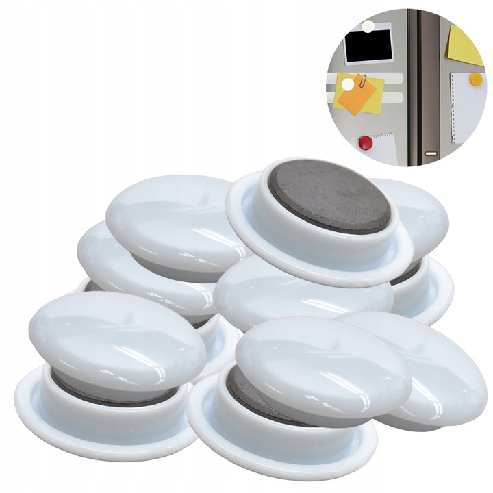 Magnesy na lodówkę do tablic okrągłe MOCNE białe z magnesem 20 mm 40