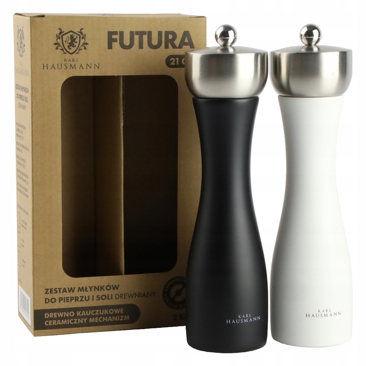 ZESTAW RĘCZNYCH MŁYNKÓW DO MIELENIA SOLI PIEPRZU PRZYPRAW BIAŁY I CZARNY