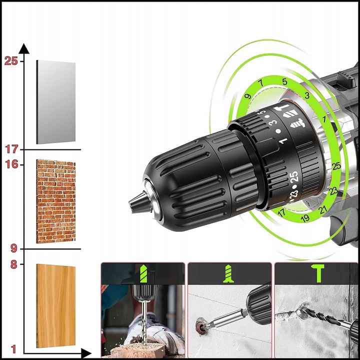 UDAROWA WIERTARKO WKRĘTARKA AKUMULATOROWA BITY NASADKI WALIZKA ZESTAW