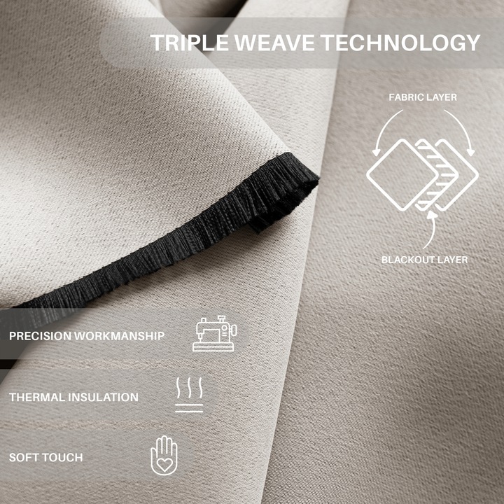 RESTILO Zasłony 90% zaciemniające 140x175 blackout j.beż na przelotkach