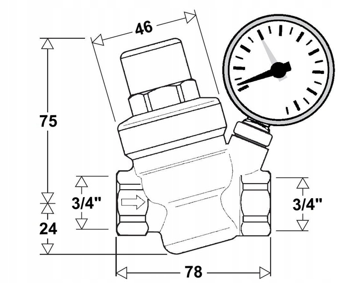 X-HOME REDUKTOR CIŚNIENIA WODY 3/4" 6 bar z FILTREM Stal nierdzewna !!