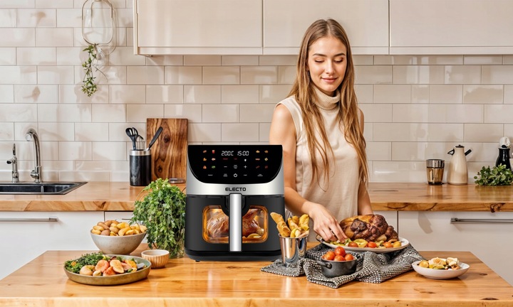 AIR FRYER FRYTKOWNICA BEZTŁUSZCZOWA DUŻA 8L 2000W APLIKACJA WIFI NA