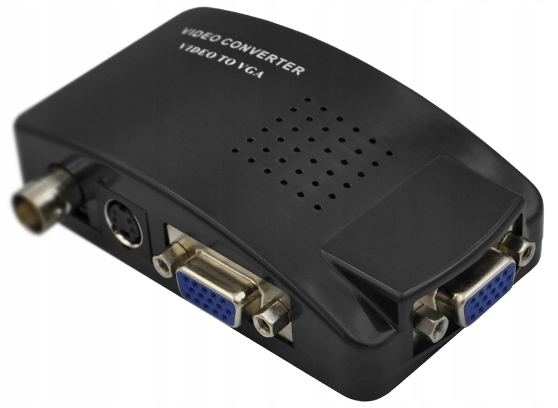 KONWERTER SYGNAŁU WIDEO S-VIDEO BNC AV VGA DO VGA Z PRZEWODAMI GRATIS