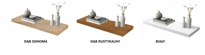 Zestaw Półek Ściennych Wiszących ARLES 30 40 50cm
