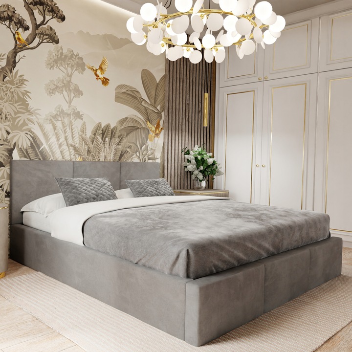 ŁÓŻKO TAPICEROWANE DO SYPIALNI 160x200 ŁÓŻKO PODWÓJNE Z POJEMNIKIEM