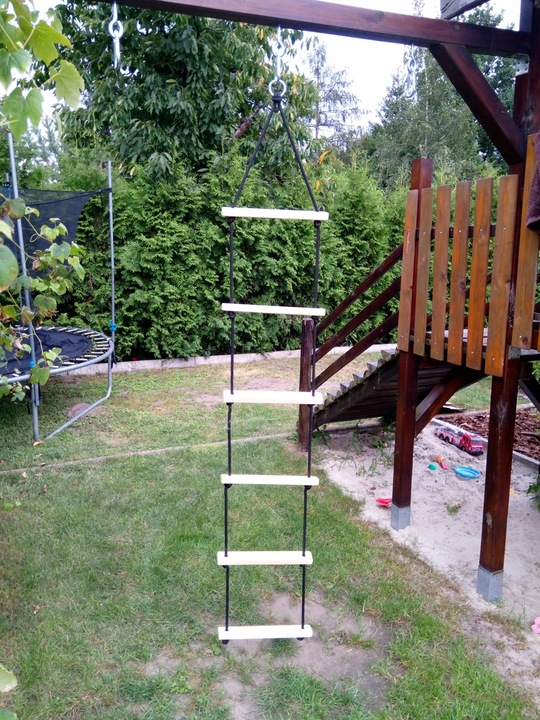 Drewniana drabinka sznurowa 6 szczebli (naturalna)